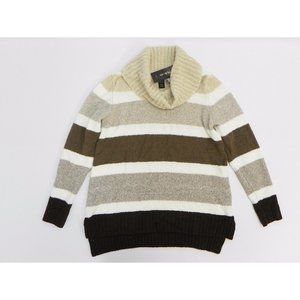 Style & Co Women Sweater XS Cowl Neck Striped Knit Long Sleeve Pullover XS